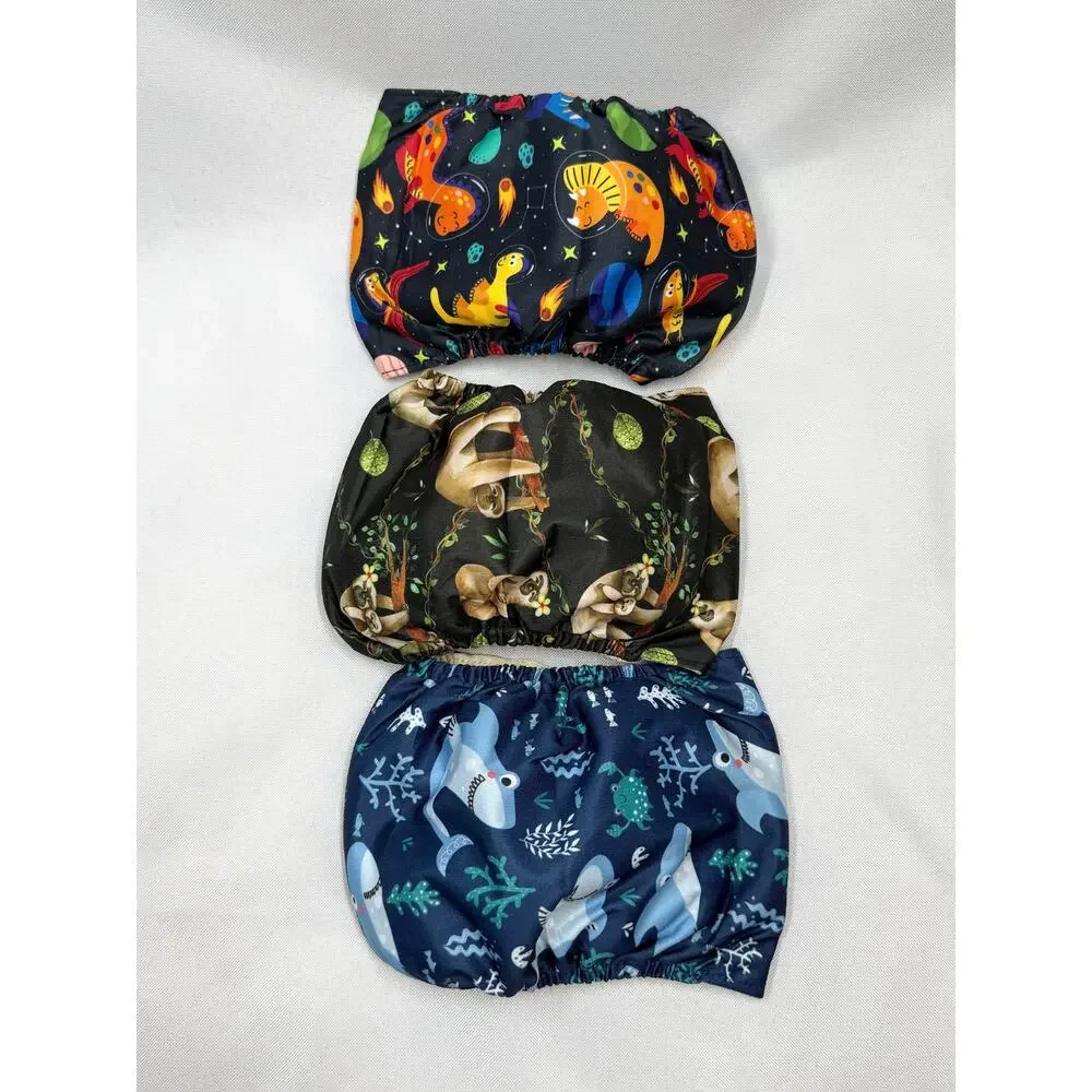 Reusable Male Dog Belly Bands Wrap Diapers Lot Small Sharks Sloths Dinosaurs
